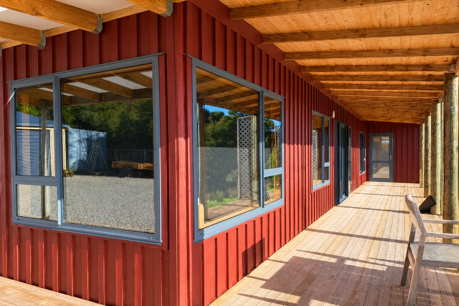 golden bay red weatherboard veranda